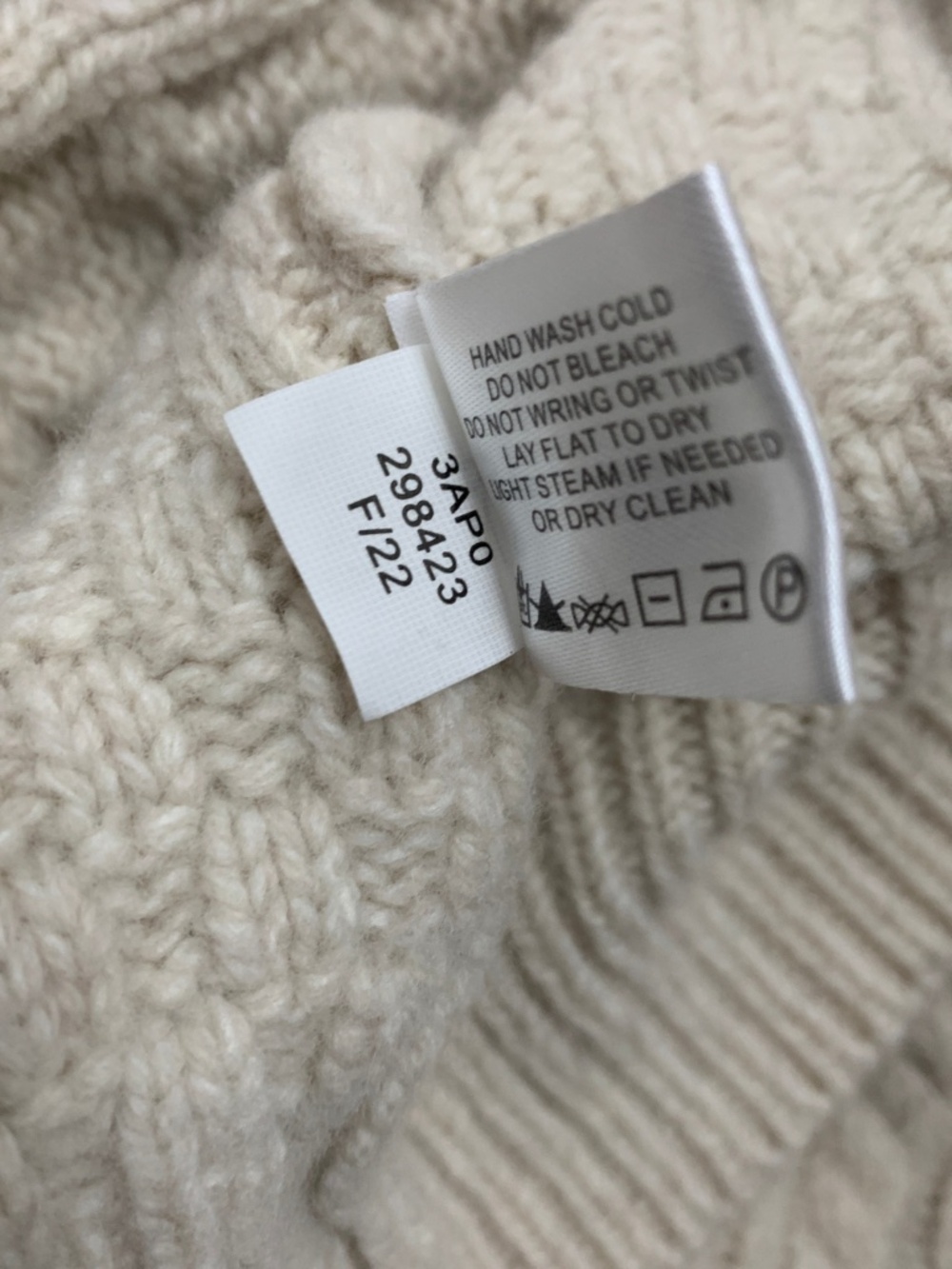 Orvis Cable Knit Crewneck Fisherman Merino Wool Sweater Cream XL Cottagecore - Picture 9 of 9